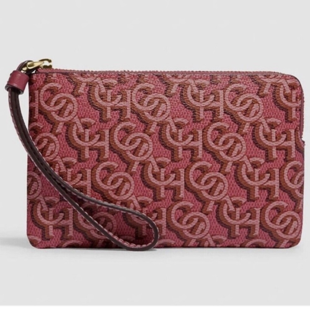 Coach Pink Rouge Monogram Wristlet CF548 NWT